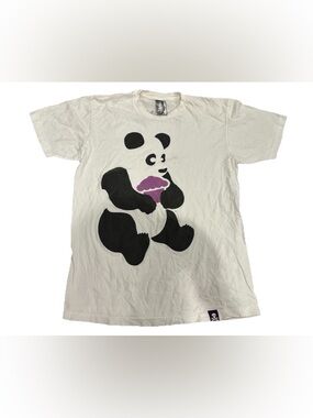 Johnny Cupcakes T-Shirt Shirt Panda Purple Cupcake White Medium Cotton